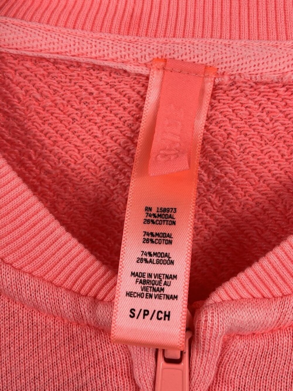 SKIMS Women's Neon Pink Terry Lined Full Zip Sweatshirt Jacket Small - Picture 3 of 4